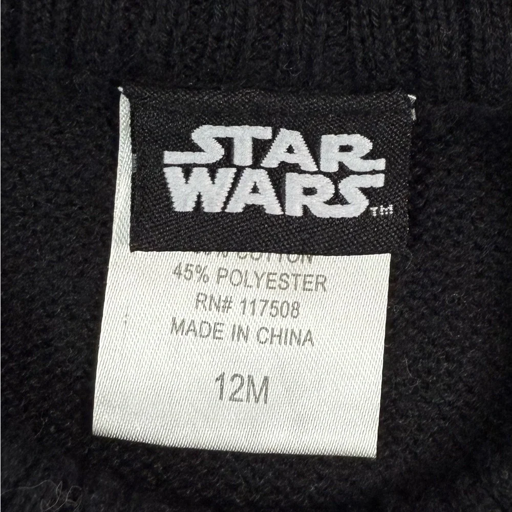 STAR WARS‎ Baby Boys' Black Knit Darth Vader Fair Isle Holiday Sweater Size 12M